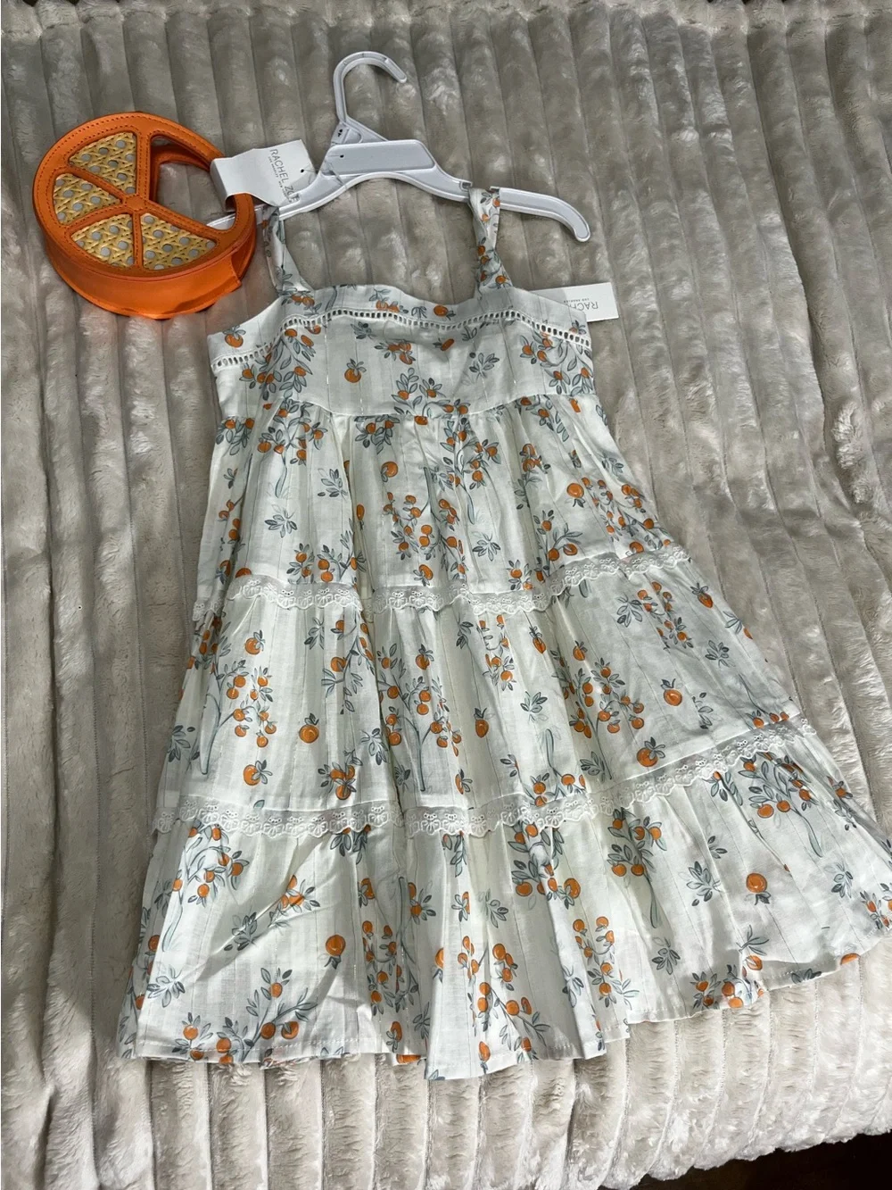 Rachel Zoe Cream Tiered Sundress with Orange Blossom Print